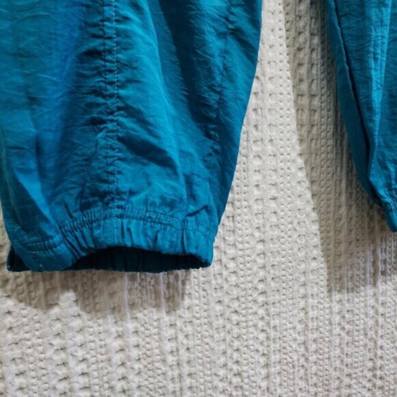 Vintage Reebok Nylon Windbreaker Aqua Blue Elastic Cuff Pants Women's Size Large - Picture 10 of 12